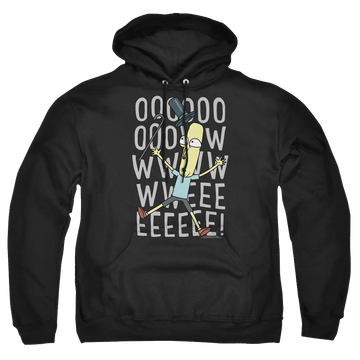 Black pullover hoodie with Rick and Morty Oowweeeee graphic