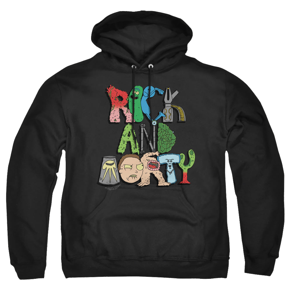 Rick and Morty Illustrated Logo - Pullover Hoodie Pullover Hoodie Rick and Morty   