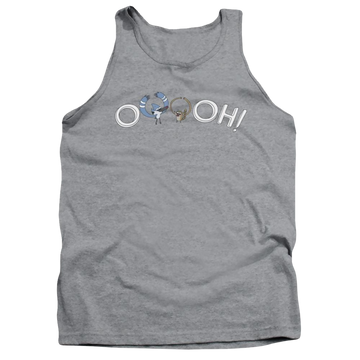 Athletic heather men's tank with Regular Show Ooooh graphic