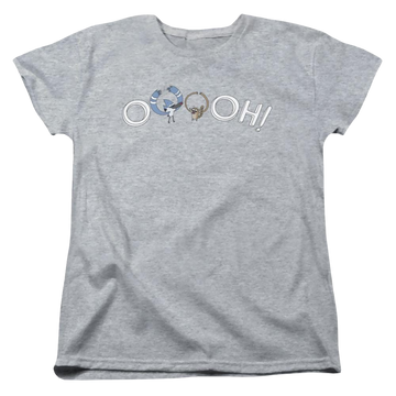 Athletic heather women's t-shirt with Regular Show Ooooh graphic