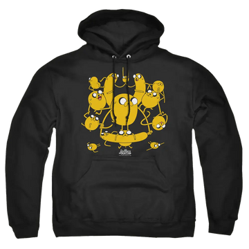Black pullover hoodie with Adventure Time Jakes graphic