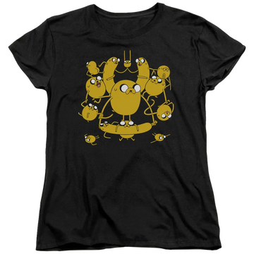 Black women's t-shirt with Adventure Time Jakes graphic