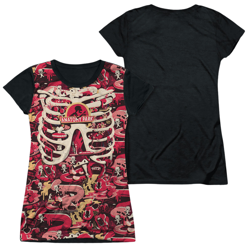 Rick and Morty Anatomy Park - Juniors Black Back T-Shirt Juniors Black Back T-Shirt Rick and Morty   