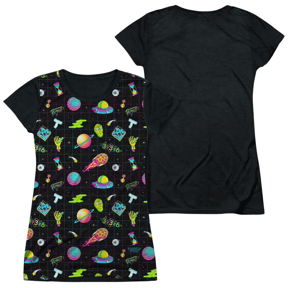 Rick and Morty Opening Icons - Juniors Black Back T-Shirt Juniors Black Back T-Shirt Rick and Morty   