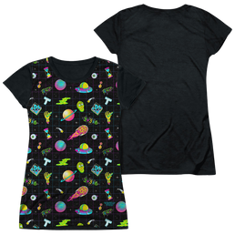 Rick and Morty Opening Icons - Juniors Black Back T-Shirt Juniors Black Back T-Shirt Rick and Morty   