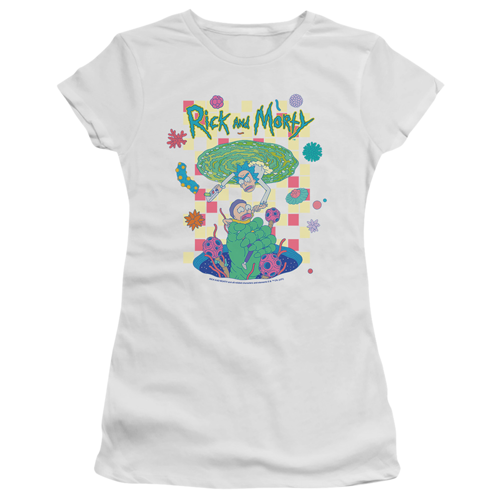 Rick and Morty Falling Portals - Juniors T-Shirt Juniors T-Shirt Rick and Morty   
