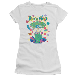 Rick and Morty Falling Portals - Juniors T-Shirt Juniors T-Shirt Rick and Morty   