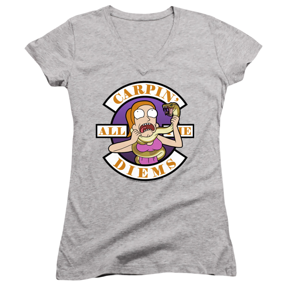 Rick and Morty Carp En All Them Diems - Juniors V-Neck T-Shirt Juniors V-Neck T-Shirt Rick and Morty   