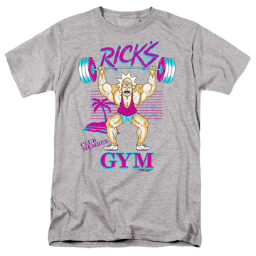 Athletic heather men's regular fit t-shirt with Rick and Morty Ricks Gym graphic