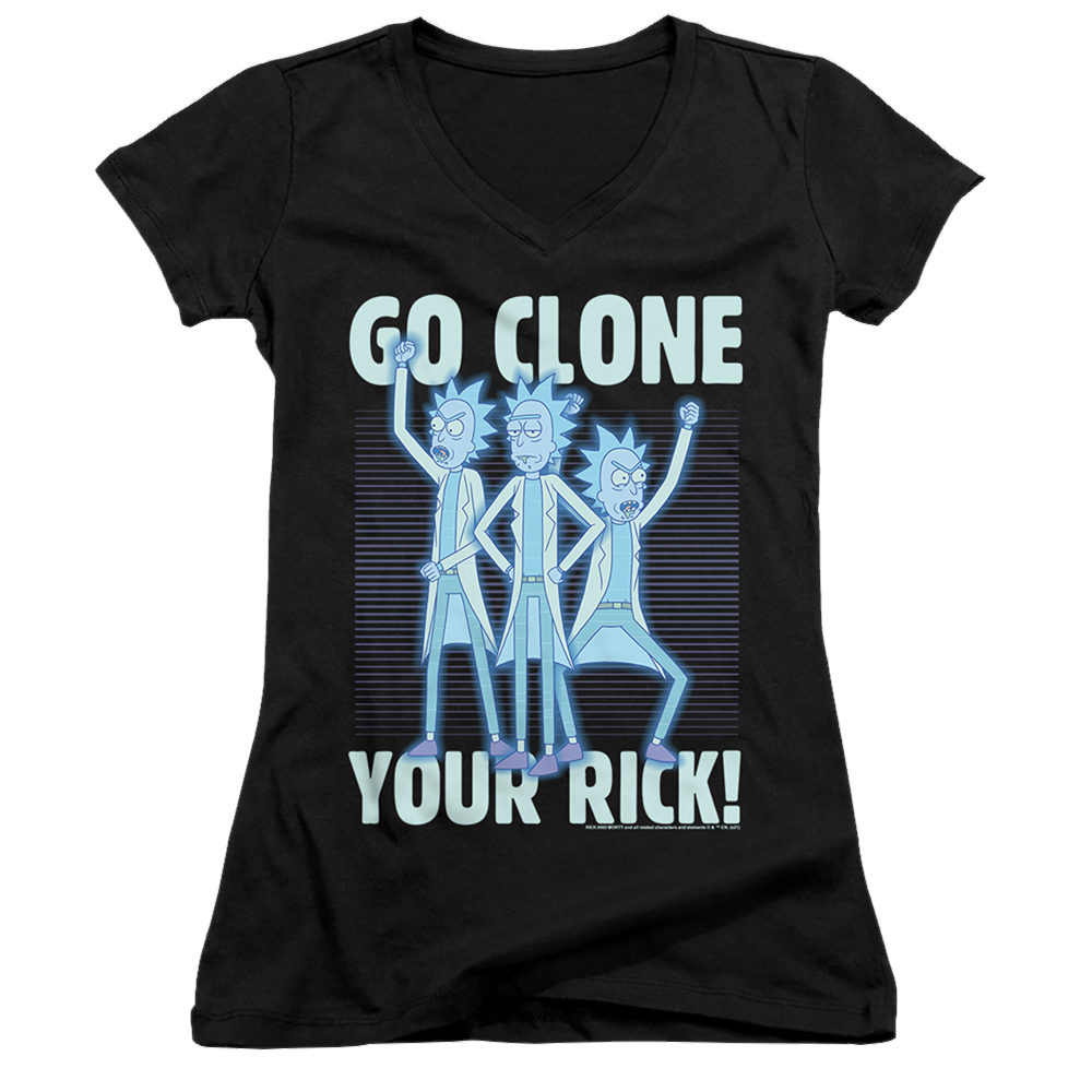 Rick and Morty Go Clone Your Rick - Juniors V-Neck T-Shirt Juniors V-Neck T-Shirt Rick and Morty   