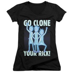 Rick and Morty Go Clone Your Rick - Juniors V-Neck T-Shirt Juniors V-Neck T-Shirt Rick and Morty   