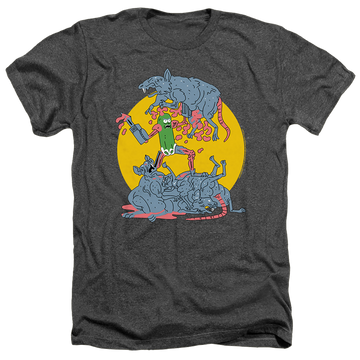 Charcoal men's heather t-shirt with Rick and Morty The Adventures Of Pickle Rick graphic