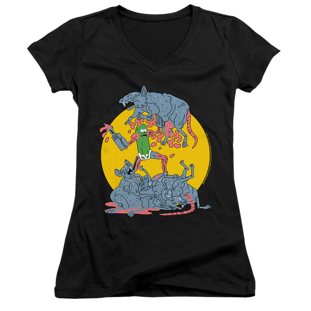 Rick and Morty The Adventures Of Pickle Rick - Juniors V-Neck T-Shirt Juniors V-Neck T-Shirt Rick and Morty   