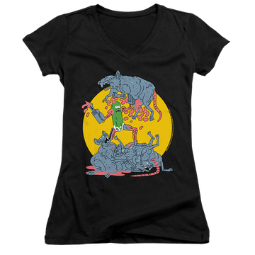 Rick and Morty The Adventures Of Pickle Rick - Juniors V-Neck T-Shirt Juniors V-Neck T-Shirt Rick and Morty   