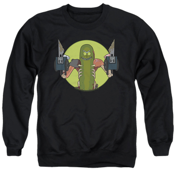 Black men's crewneck sweatshirt with Rick and Morty I Love Myself graphic