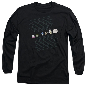 Black men's long sleeve t-shirt with Regular Show Regular Grid graphic