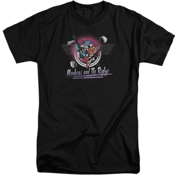 Black men's tall fit t-shirt with Regular Show Mordecai & The Rigbys graphic