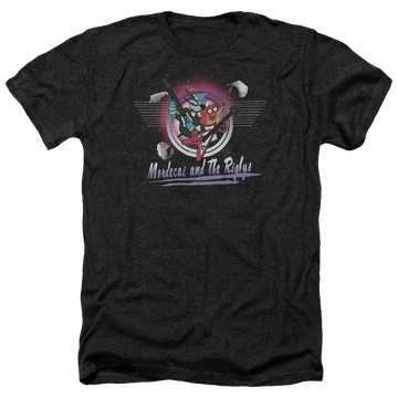Charcoal men's heather t-shirt with Regular Show Mordecai & The Rigbys graphic