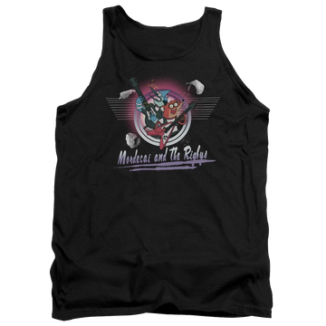 Black men's tank with Regular Show Mordecai & The Rigbys graphic