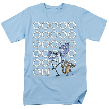 Light blue men's regular fit t-shirt with The Regular Show Oooooh graphic