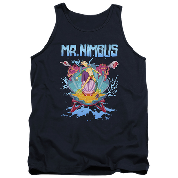 Navy men's tank with Rick and Morty Mr. Nimbus Design graphic