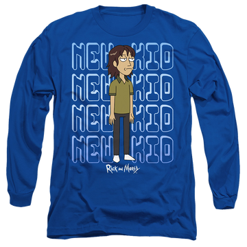 Royal men's long sleeve t-shirt with Rick and Morty Bruce Chutback graphic