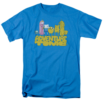 Turquoise men's regular fit t-shirt with Adventure Time Jakes Friends graphic