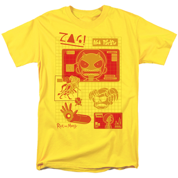 Yellow men's regular fit t-shirt with Rick and Morty Devil Morty graphic
