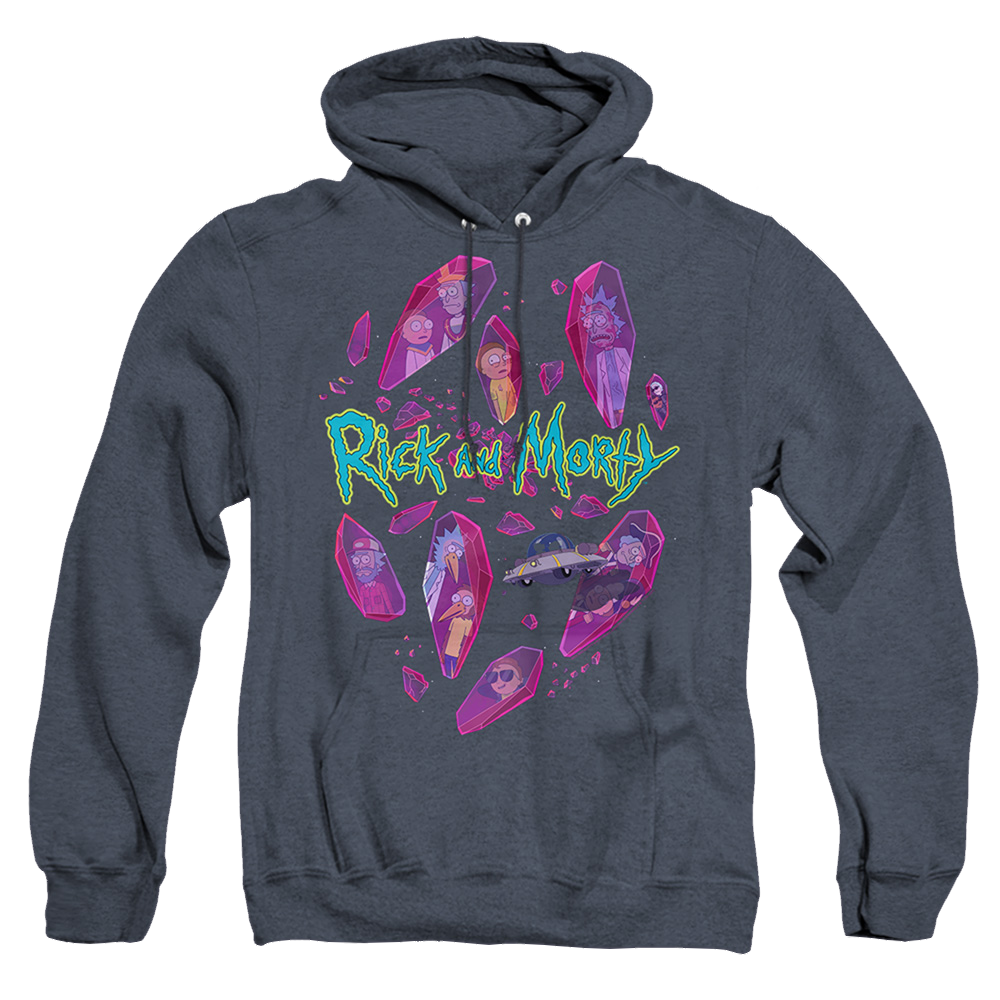 Rick and Morty Death Crystal Futures - Heather Pullover Hoodie Heather Pullover Hoodie Rick and Morty   
