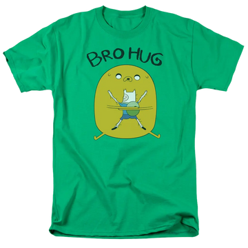 Kelly green men's regular fit t-shirt with Adventure Time Bro Hug graphic