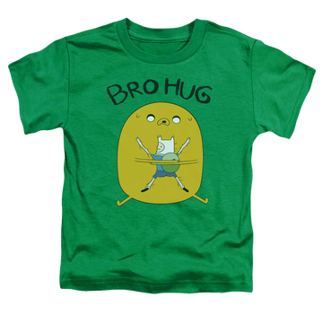 Kelly green toddler t-shirt with Adventure Time Bro Hug graphic