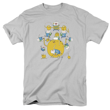 Silver men's regular fit t-shirt with Adventure Time FINN&JAKE GROUP graphic