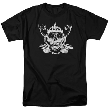 Black men's regular fit t-shirt with Adventure Time Skull Face graphic