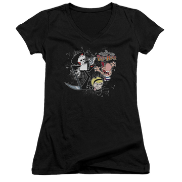 Grim Adventures of Billy & Mandy, The Splatter Cast - Juniors V-Neck T-Shirt Juniors V-Neck T-Shirt The Grim Adventures of Billy & Mandy   