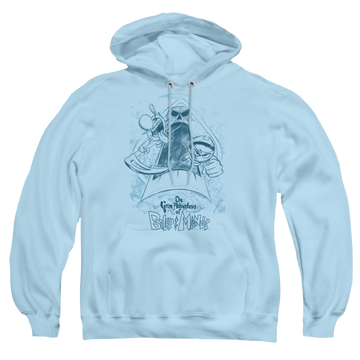 Light blue pullover hoodie with The Grim Adventures of Billy & Mandy Sketched graphic