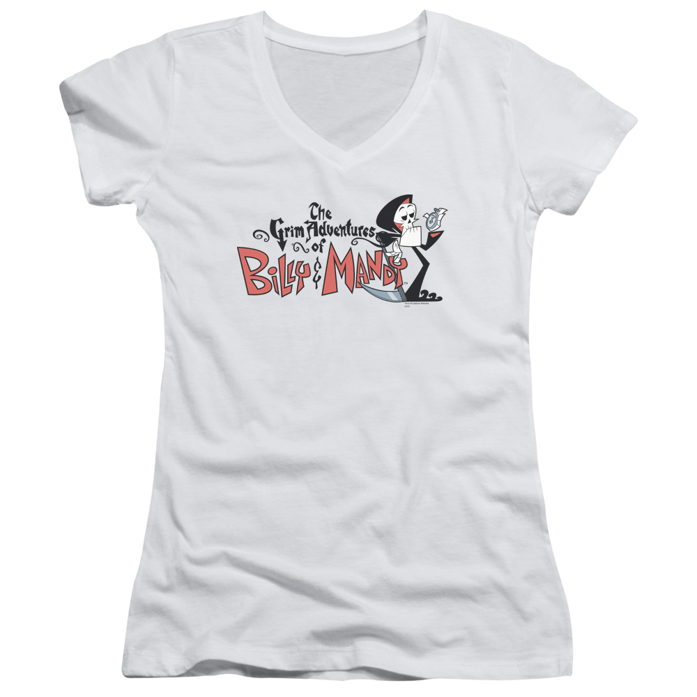 Grim Adventures of Billy & Mandy, The Logo - Juniors V-Neck T-Shirt Juniors V-Neck T-Shirt The Grim Adventures of Billy & Mandy   