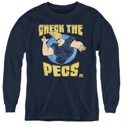 Johnny Bravo Check The Pects - Youth Long Sleeve T-Shirt Youth Long Sleeve T-Shirt Johnny Bravo   