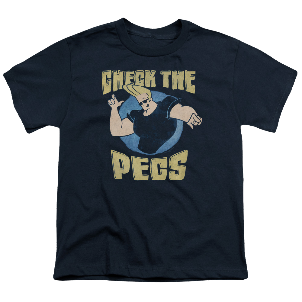 Johnny Bravo Check The Pects - Youth T-Shirt Youth T-Shirt (Ages 8-12) Johnny Bravo   