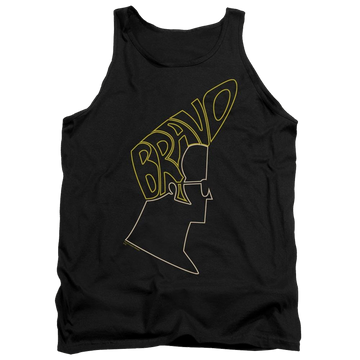 Black men's tank with Johnny Bravo Bravo Hair graphic