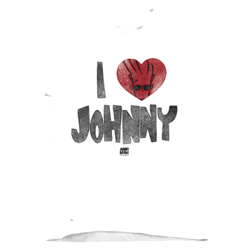 White kid's t-shirt for ages 4 to 7 with Johnny Bravo I Heart Johnny graphic