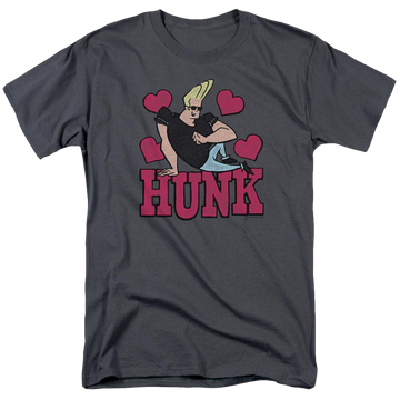 Charcoal men's regular fit t-shirt with Johnny Bravo Hunk graphic