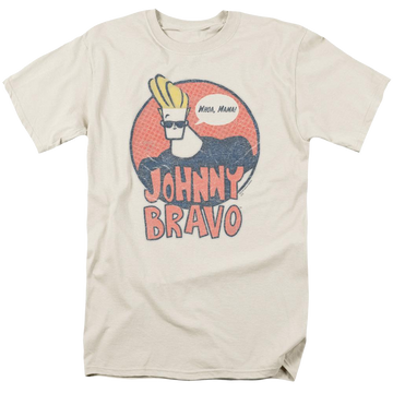 Cream men's regular fit t-shirt with Johnny Bravo Wants Me graphic