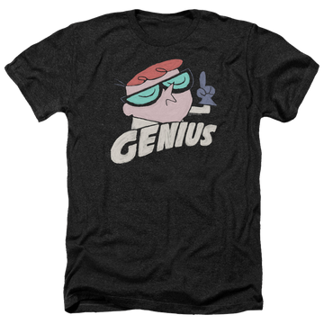 Charcoal men's heather t-shirt with Dexter's Laboratory Genius graphic