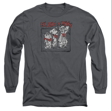 Charcoal men's long sleeve t-shirt with Ed, Edd n Eddy Stand By Me graphic