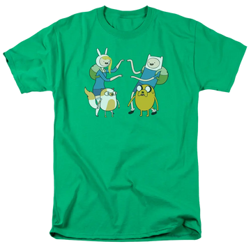 Kelly green men's regular fit t-shirt with Adventure Time Meet Up graphic