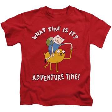 Red kid's t-shirt for ages 4 to 7 with Adventure Time Ride Bump graphic