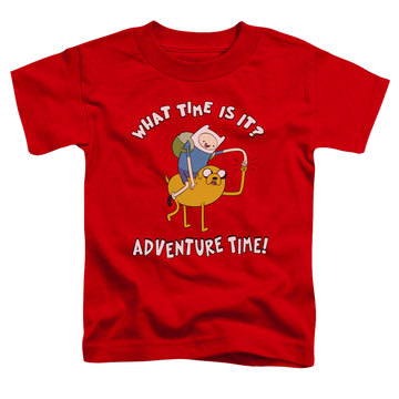 Red toddler t-shirt with Adventure Time Ride Bump graphic
