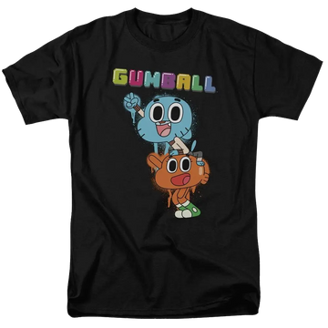 Black men's regular fit t-shirt with The Amazing World of Gumball Gumball Spray graphic
