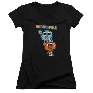 The Amazing World Of Gumball Gumball Spray Juniors V-Neck T-Shirt The Amazing World Of Gumball