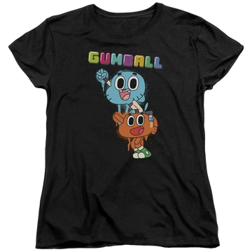 Black women's t-shirt with The Amazing World of Gumball Gumball Spray graphic
